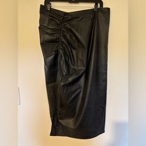 Zara Black Asymmetrical Faux Leather Skirt